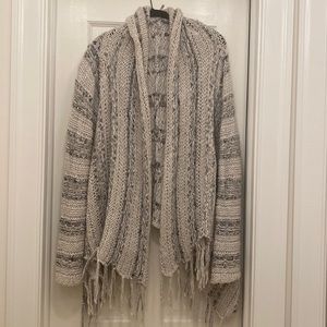 Free People- Ice Blue/Grey Western Fringe Sweater